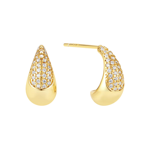 VFE1147 Pave Cubic Zirconia Dome Chunky Earrings