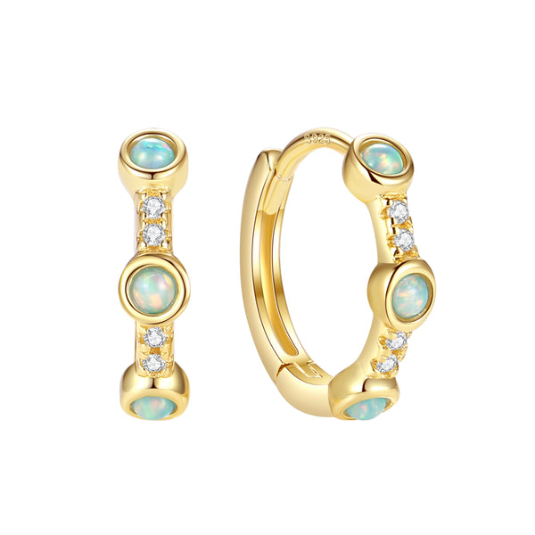 VFE1324 Round Opal Hoop Earrings