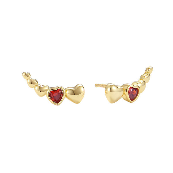 VFE0823 Red Heart Climber Stud Earring