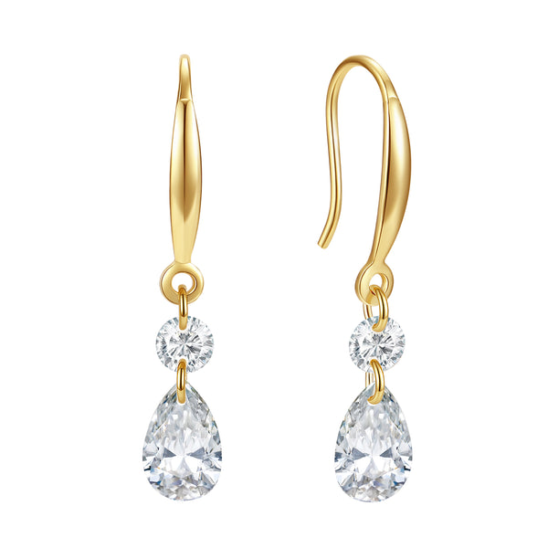 VFE1091 Round and Teardrop Zircon Hook Earrings