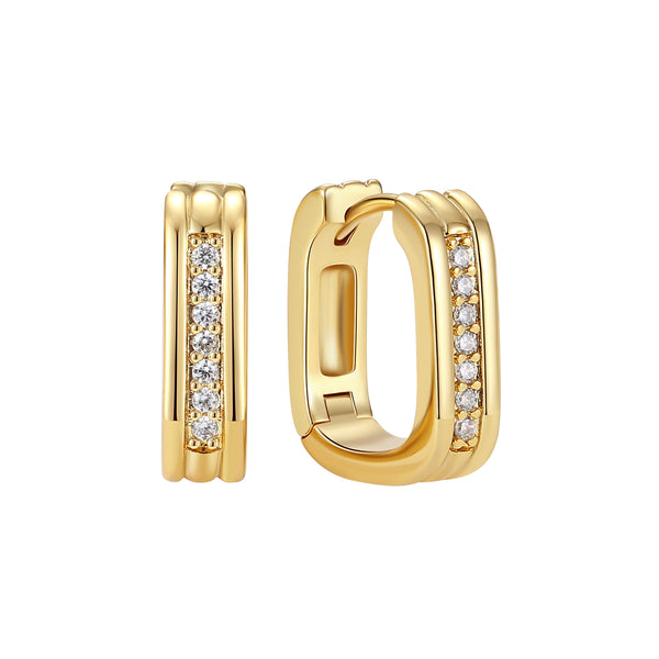 BVFE1351 Triple Row Rectangle  Huggie Earrings