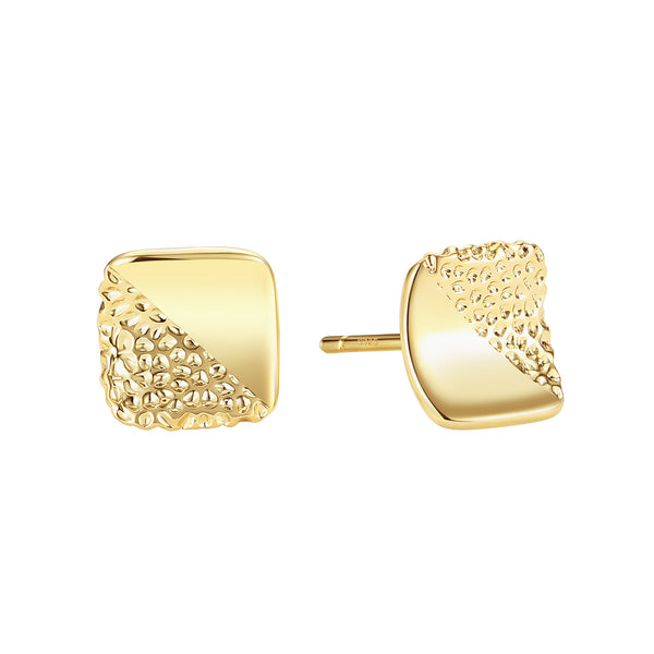 BVFE0797 Geometric Blocks Dual Texture Stud Earrings