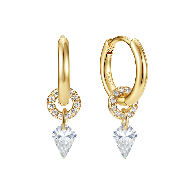 VFE1089 Kite Shape Pave CZ Hoop Earrings