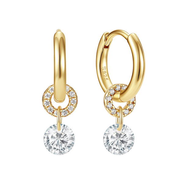 VFE1087 Round CZ Pave Hoop Earrings