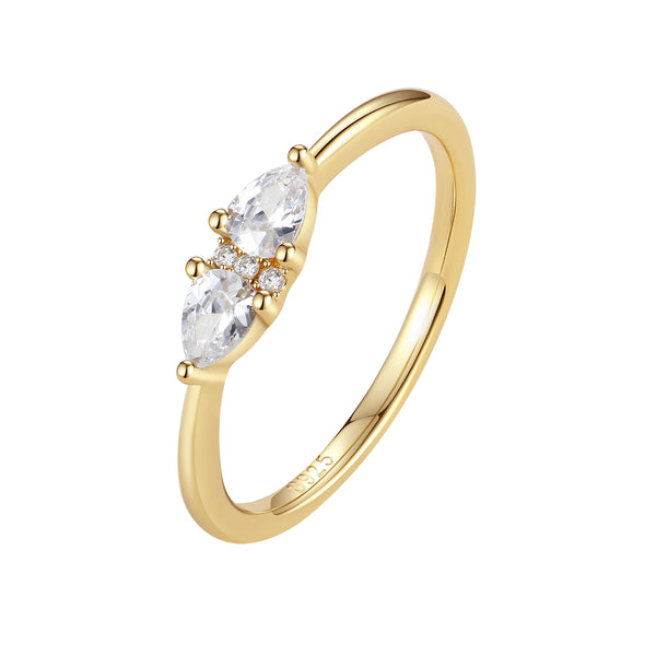 VFJ1172 Toi et Moi Double Pear CZ Promise Ring