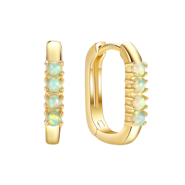 VFE1323 Rectangular Opal Hoop Earrings