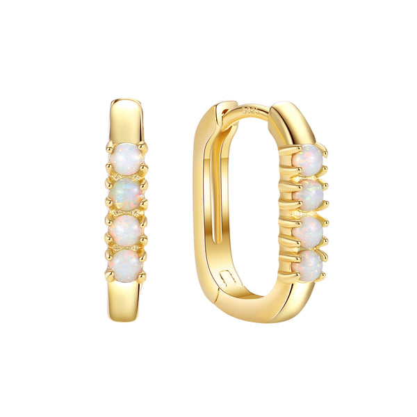VFE1323 Rectangular Opal Hoop Earrings