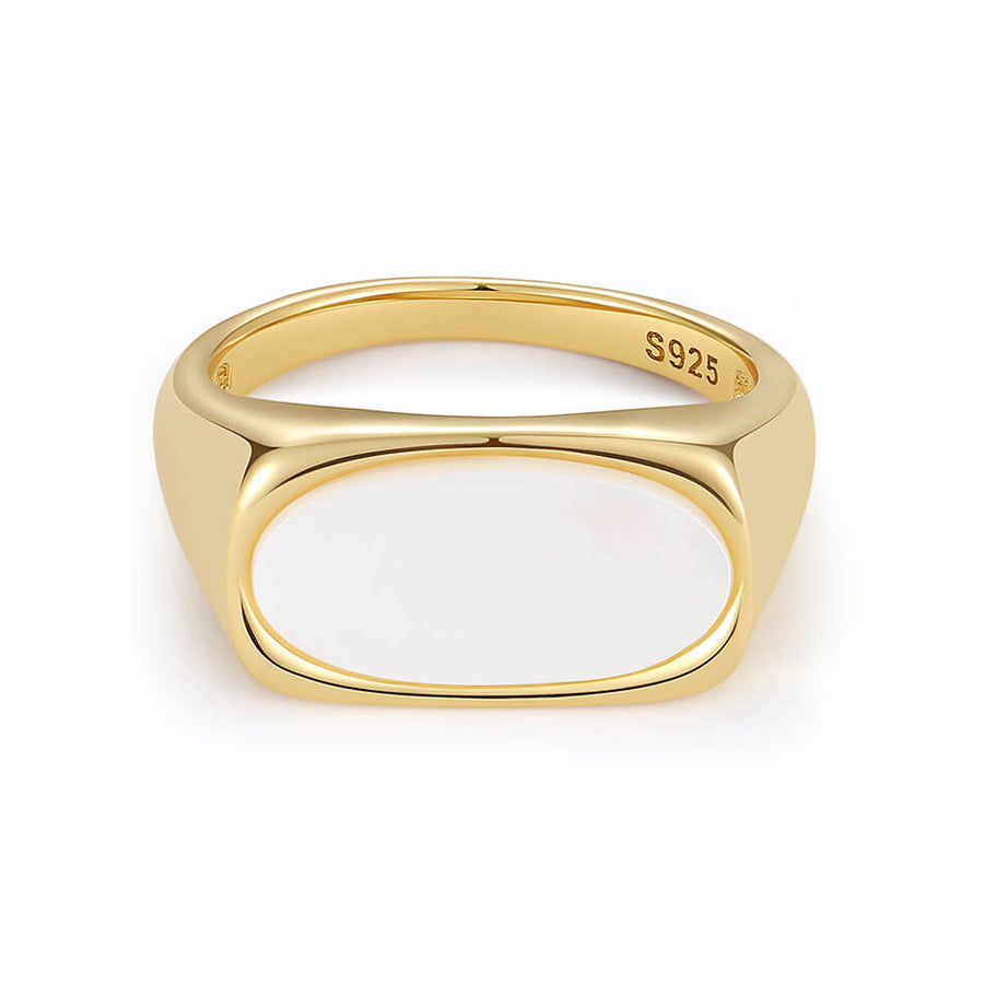 VFJ0416 Rectangle Mother Of Pearl Signet Ring