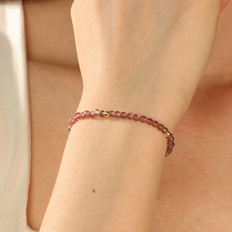 PB0051 925 Sterling Silver Pink Crystal Bracelet
