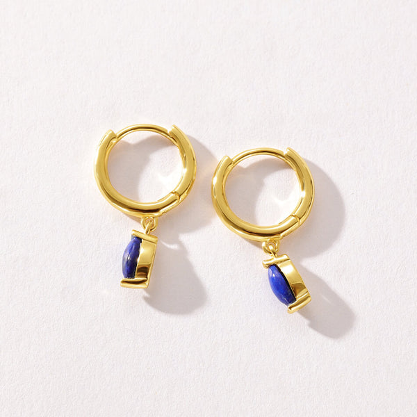 VFE0202 Lapis Lazuli Marquise Dangle Hoop Earrings
