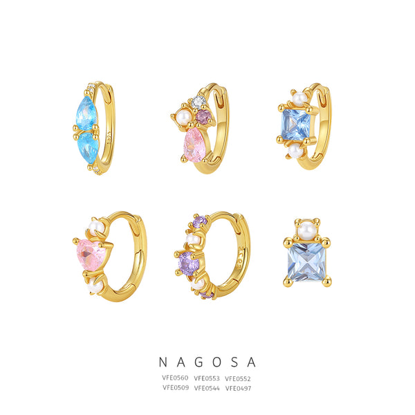 Colorful Cubic Zirconia Hoop Earrings