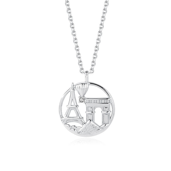FX1094 - FX1100 925 Sterling Silver Famous City Building Logo Pendant Necklace