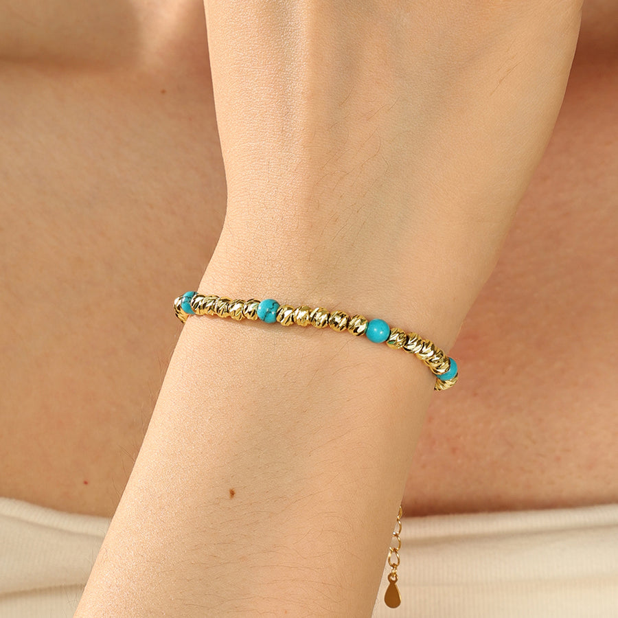 PB0060 Gold Bead Turquoise Bracelet
