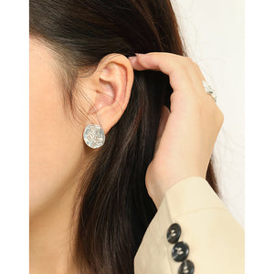 RHE1321 925 Sterling Silver Romantic Rose Round Stud Earrings