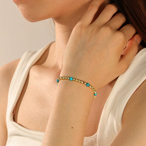 PB0060 Gold Bead Turquoise Bracelet