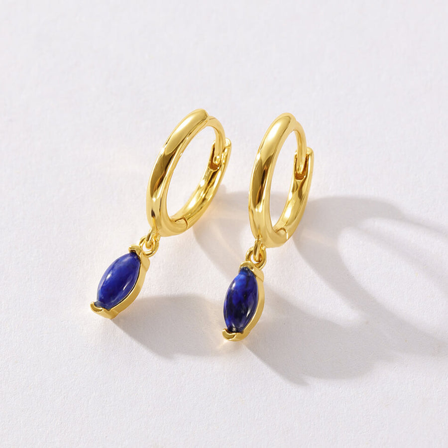 VFE0202 Lapis Lazuli Marquise Dangle Hoop Earrings