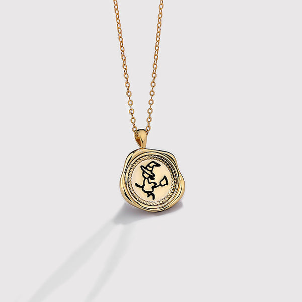 FX1051 925 Sterling Silver Cute Witch Coin Necklace