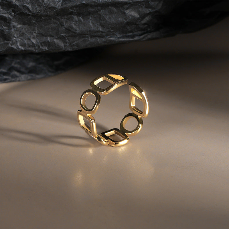 FJ0899 925 Sterling Silver Geometric Band Ring