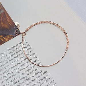 FS0333 925 Sterling Silver Minimalist Rose Gold Bracelet