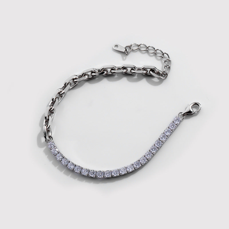 FS0375 925 Sterling Silver Panel Zirconia Bracelet