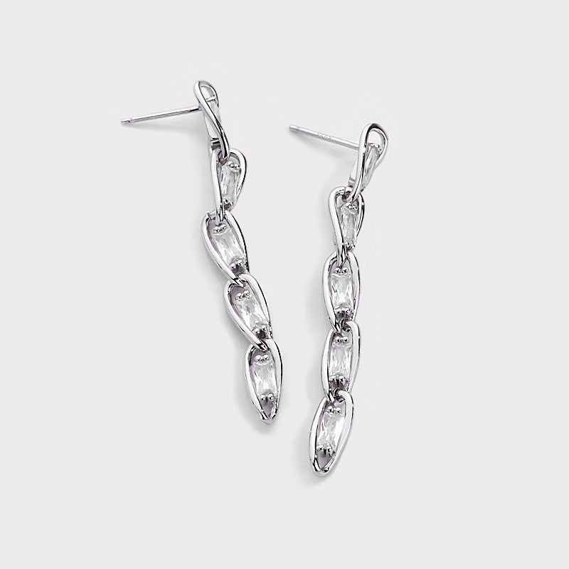 FE2636 925 Sterliang Silver Chain Dangle Stud Earring