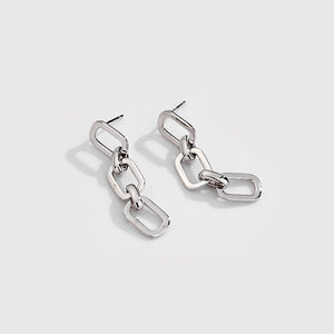 FE2472 925 Sterling Silver Punk Exaggerated Thick Chain Stud Earrings