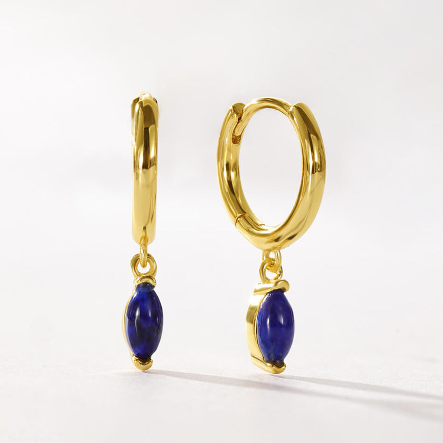 VFE0202 Lapis Lazuli Marquise Dangle Hoop Earrings