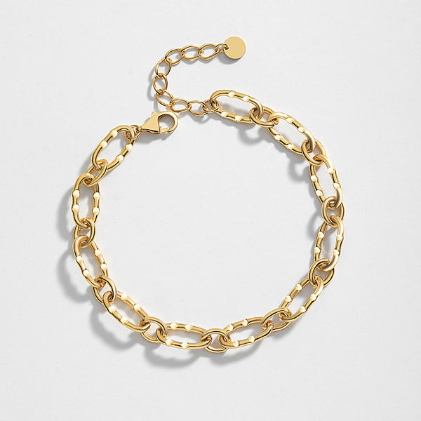 FS0322 925 Sterling Silver Simple Hip Hop Chunky Bracelet