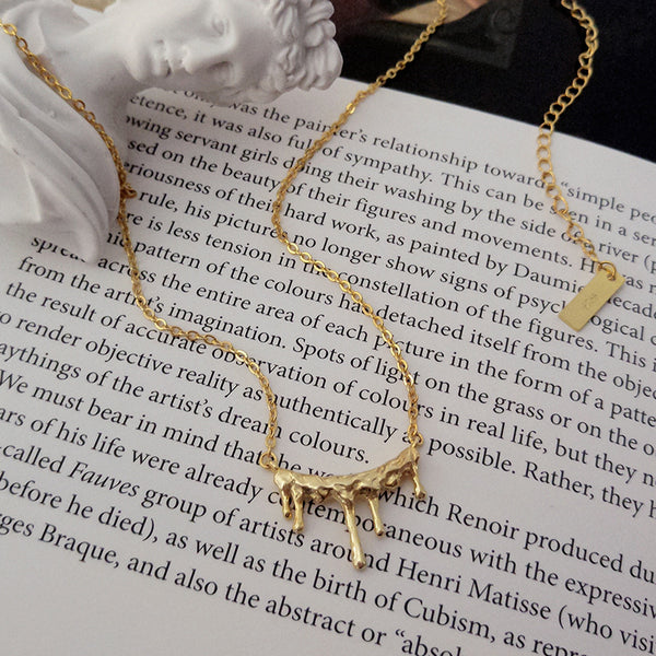 FX1038 925 Sterling Silver Irregular Water Drop Necklace