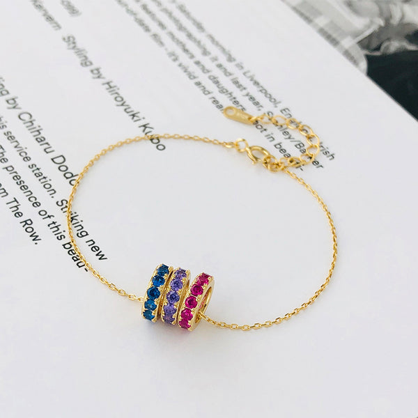 FS0377 925 Sterling Silver Colorful Zircon Bracelet