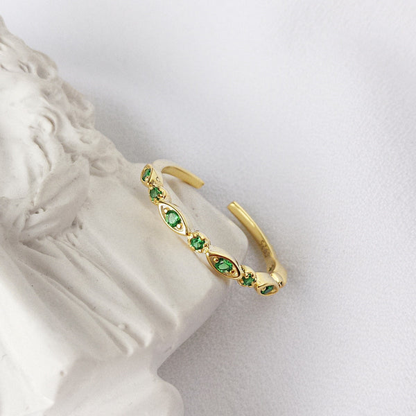 FJ1003 925 Sterling Silver Green Zircon Ring