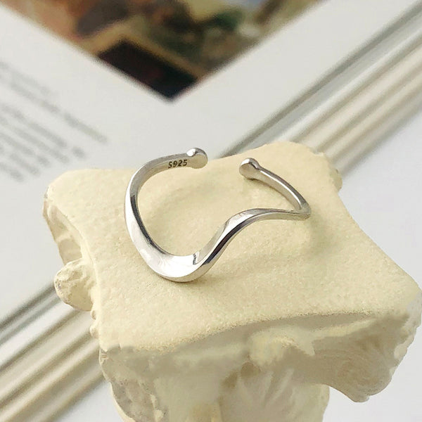 FJ0989 925 Sterling Silver Wavy Curve Ring