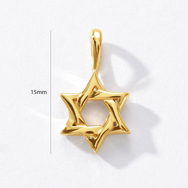 VFD0264 18K Gold Hexagram Necklace Charm Pendant