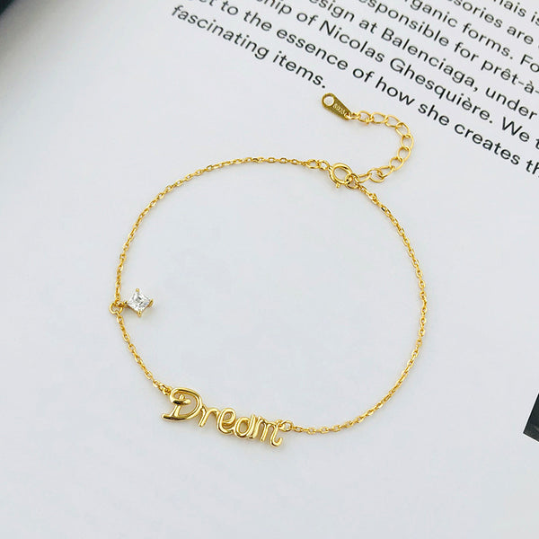 FS0379 925 Sterling Silver Alphabet Dream Zircon Bracelet