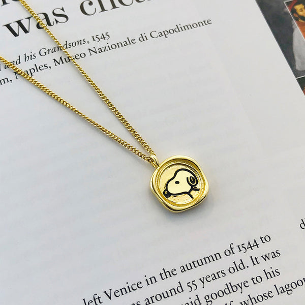 FX1050 925 Sterling Silver Cute Cartoon Puppy Coin Necklace