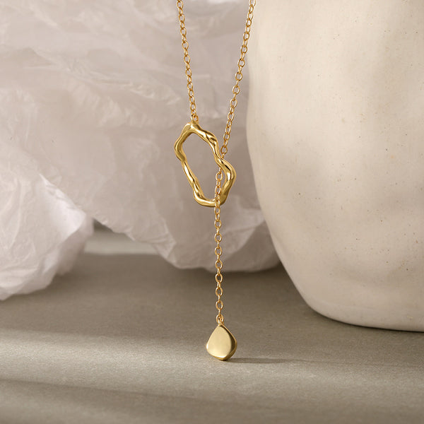 FX1163 925 Sterling Silver Toggle Water Drop Pendant Necklace