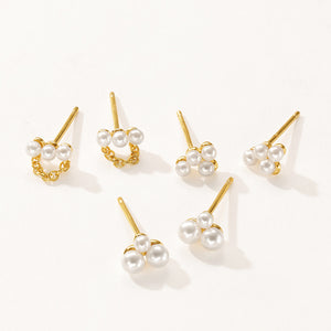 VFE0129 Shell Pearls Chain Stud Earrings