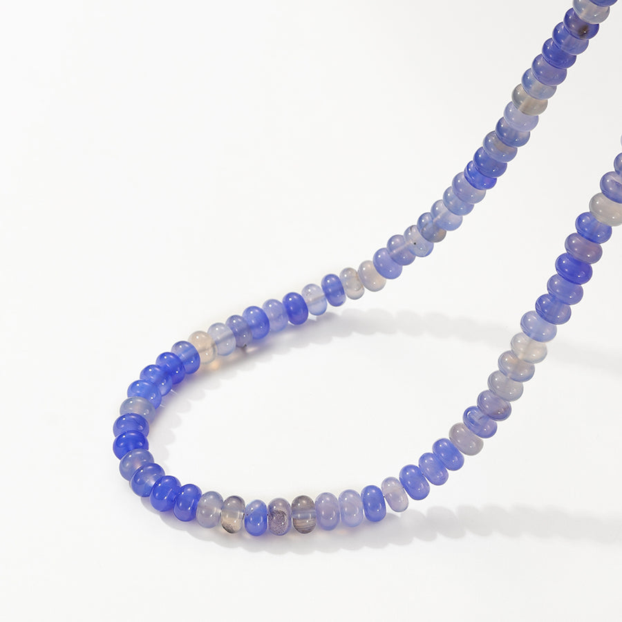 PN0188 925 Silver Purple Jade Charm Bead Necklaces