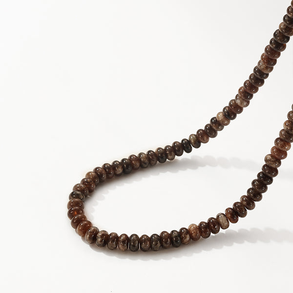 PN0193 925 Sterling Silver Natural Stone Charm Beaded Necklaces