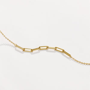 FS0296 925 Sterling Silver Paperclip Gold Chain Bracelet