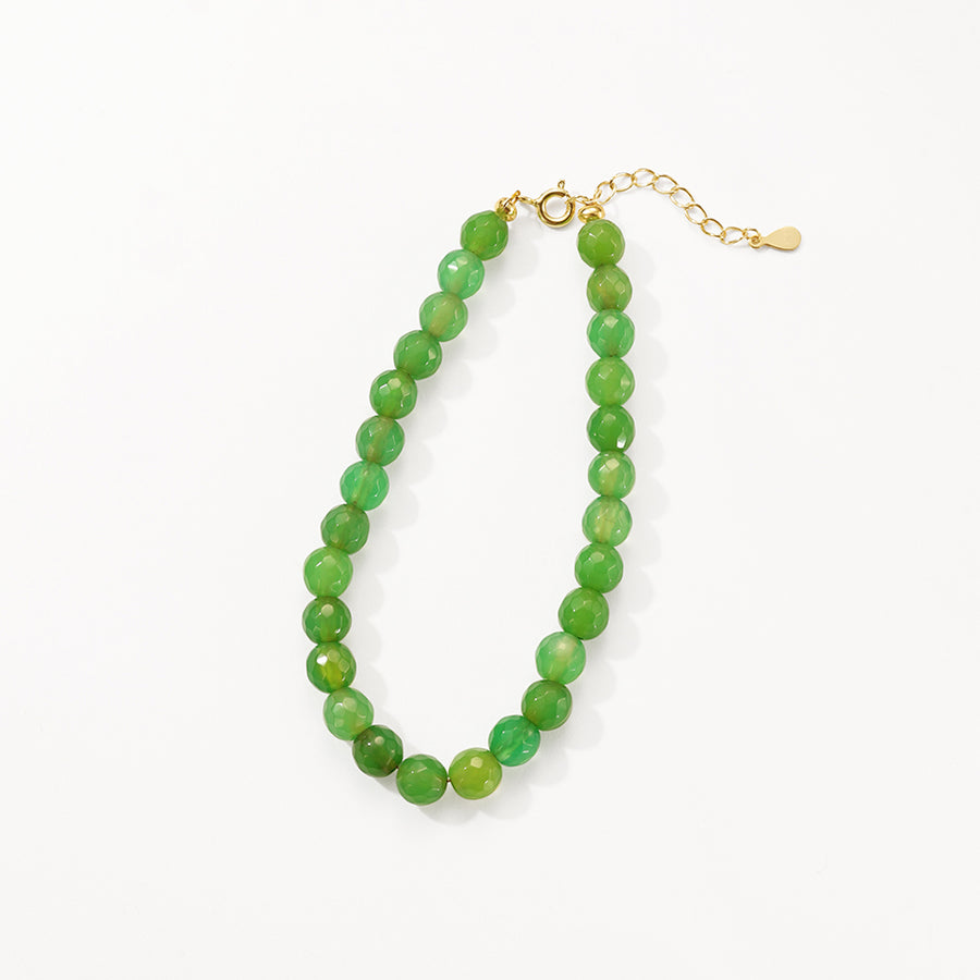 PB0112 Green Agate Charm Beaded Bracelets