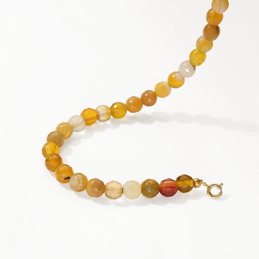 PB0115 Amber Color Agate Charm Beaded Bracelets