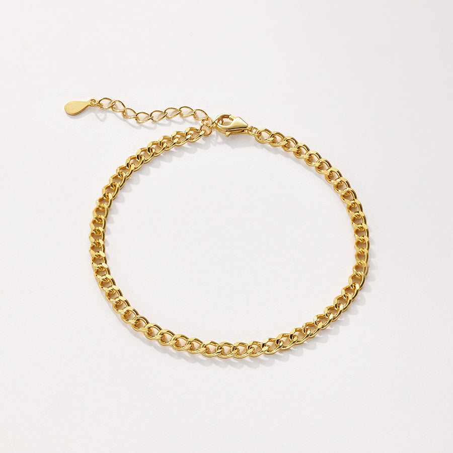 FS0110 925 Sterling Silver Simple Chain Bracelet