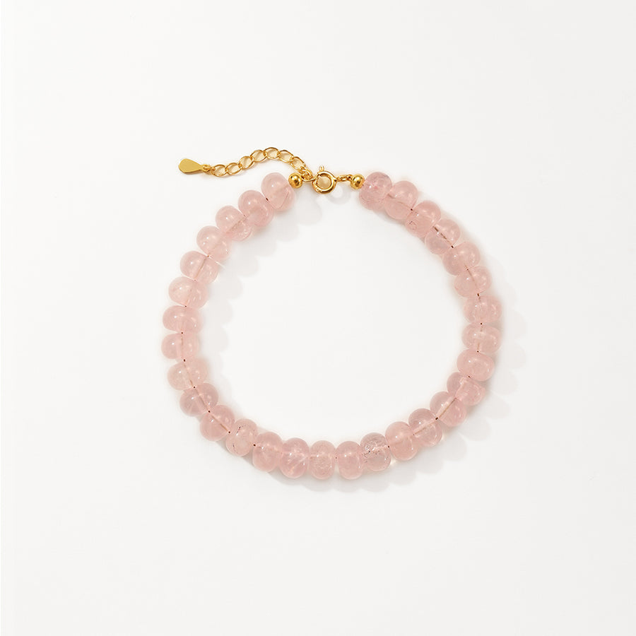 PB0151 925 Sterling Silver Pink Crystal Beads Bracelet