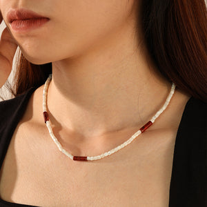 PN0090 925 Sterling Silver Mother Of Pearl Clavicle Necklace