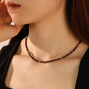 PN0087 925 Sterling Silver Red Crystal Necklace