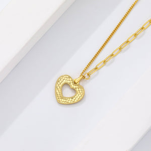 FX0966 925 Sterling Silver Heart Paperclip Bead Chain Pendant Necklaces
