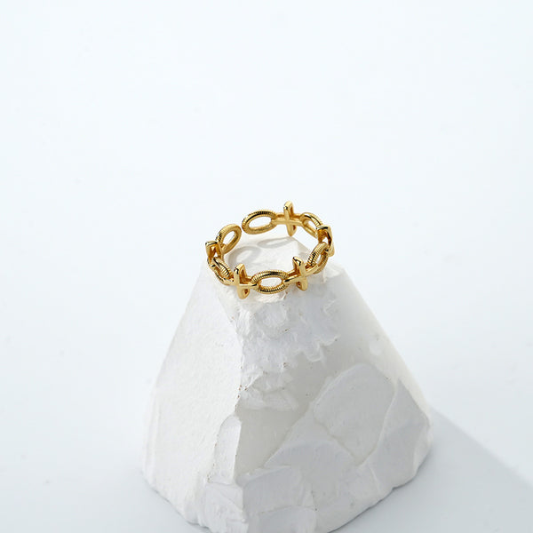 FJ0913 925 Sterling Silver Twist Cross Ring