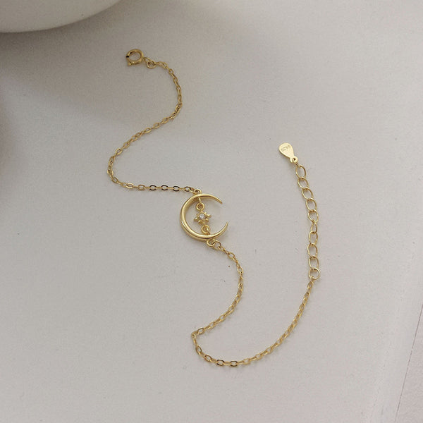 FS0343 925 Sterling Silver Crescent Moon Bracelet