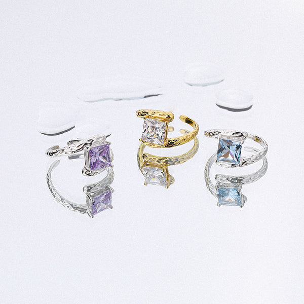 FJ0950 925 Sterling Silver CZ Texture Ring